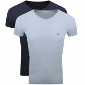 Emporio Armani 2 Pack V Neck Lounge T Shirts Navy